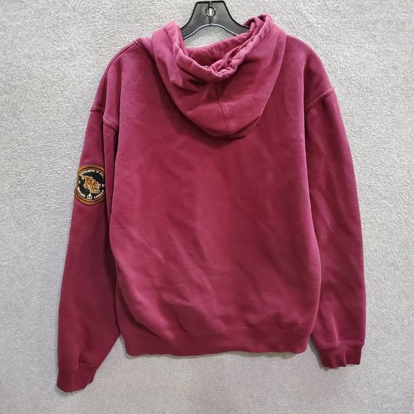 True Interlocked Men Sweatshirt Medium Red Hoodie Logo Embroidered Pockets - Picture 5 of 8